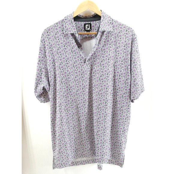 FootJoy Other - Footjoy Performance Golf Polo Shirt Mens M‎ Medium Gray Pink Flower Pattern